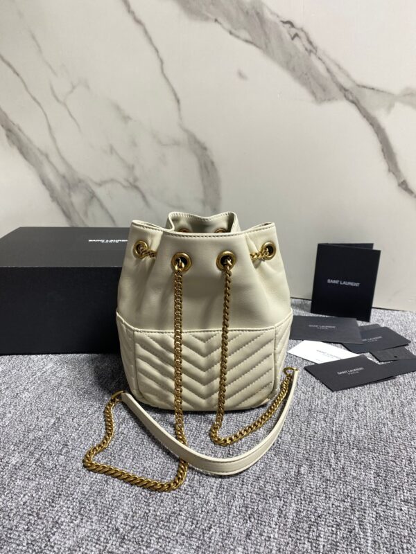YSL Yves Saint Laurent Joe Mini Chain Bucket Bag - Off White - Image 5