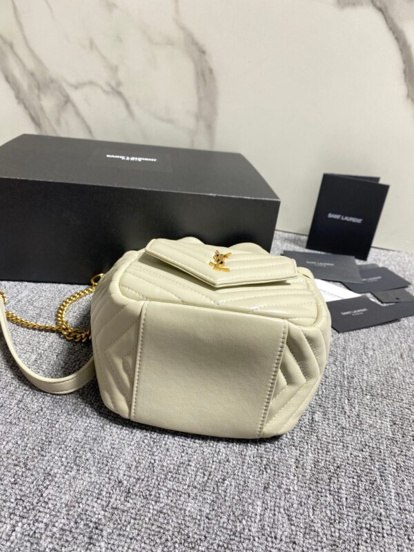 YSL Yves Saint Laurent Joe Mini Chain Bucket Bag - Off White - Image 4