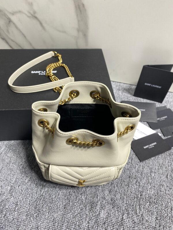 YSL Yves Saint Laurent Joe Mini Chain Bucket Bag - Off White - Image 3